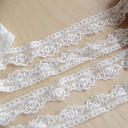2cm Narrow Small Rose Flower Tulle Lace Trim DIY Fabric For Sewing Accessories V2543