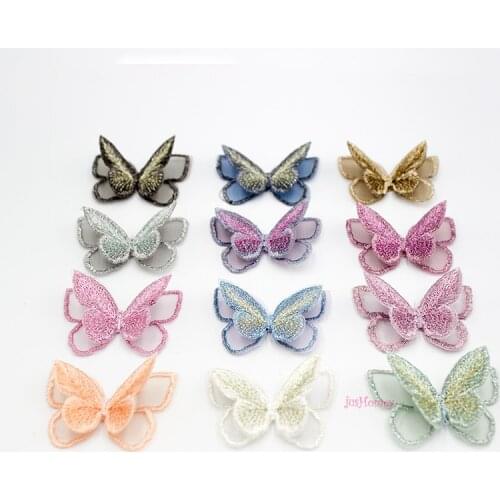 20PCS Double-layer Embroidery Butterflies 3D Handmade Butterfly Patch Appliques for DIY Jewlery Making, Hair Accessories