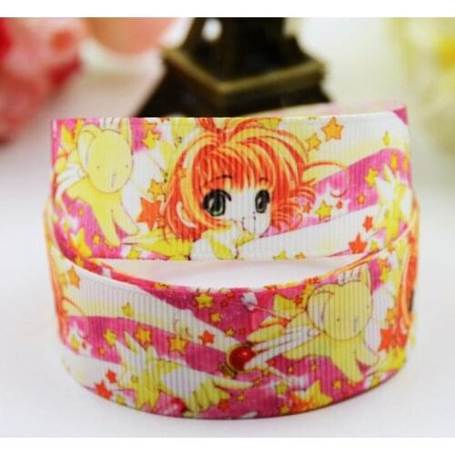 22mm 25mm 38mm 75mm Ruban satin Cardcaptor Sakura Cartoon Character printed Grosgrain Ribbon party decoration X-00580 10 Yards
