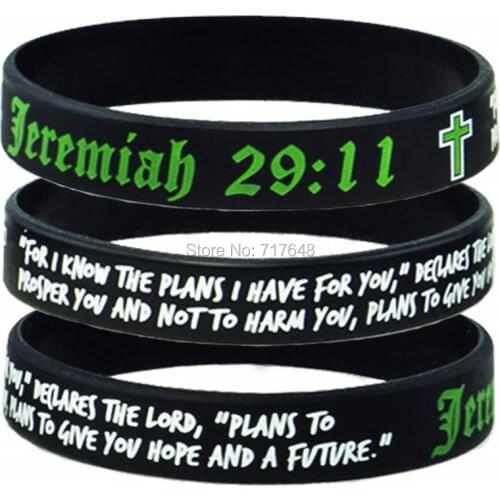 300pcs Daily Faith Devotion Religious Motivation JEREMIAH 29:11 wristband silicone bracelets free shipping by FEDEX A