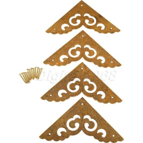 Hot Sale 4pcs Antique Copper Corners Brackets Furniture Hardware for Cabinet Trunk Jewelry Box Chest 6.5*6.5*6.5cm with Nails