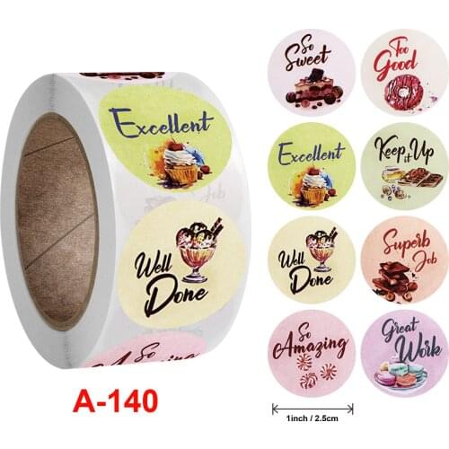 500pcs Sweet Ice Cream Candy Reward Stickers 1 inch For Teacher Encouragement Children Face Label Stickers for Reward Kids