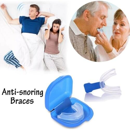Anti Snoring Bruxismo Mouth Guard Stopper Mouthpiece Silicone Sleep Aid Healthy Noise Reduction Blue Device Suitable For Adults