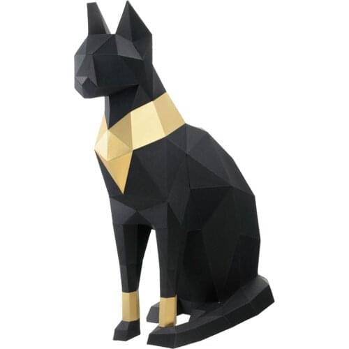 Large Paper Egyptian Cat Model Origami Handmade Stereoscopic Animal Home Living Room Decor Educational Toys Birthday Gift