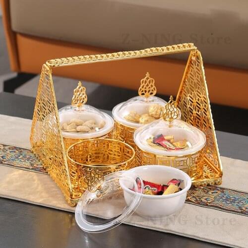 Living Room Decoration Snack Storage Box High-end Grid Fruit Basket Coffee Shop Afternoon Tea Dessert Fruit Plate Sugar Jar 2021