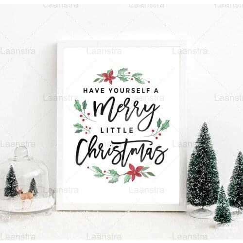 Home Decor Merry Christmas Quote Poster and Prints Have Yourself a Little Canvas Painting Christmas Decor for Bedroom No Frame