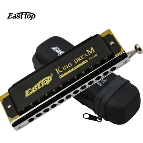 Easttop 12 Holes 48 Tone Chromatic Harmonica Key of C Harp woodwind Instrumentos Musicais Mouth Organ T1248K Round mouthpiece