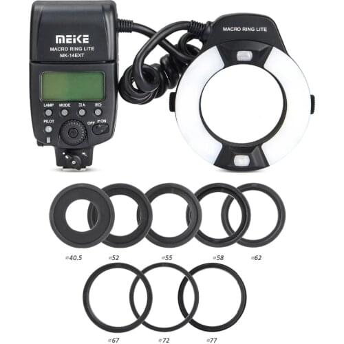 Meike MK-14EXT I-TTL Macro Ring Light Flash for Nikon D5600 D5200 D5100 D5000 D3200 D3100 D90 D750 D600 with LED AF Assist Lamp