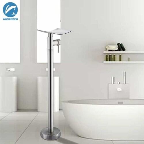 Chrome Waterfall Bathtub Shower Faucet Floor Standing Bath Tub Spout Shower Single Handle Mixer Tap Bathroom Shower Faucet Mixer