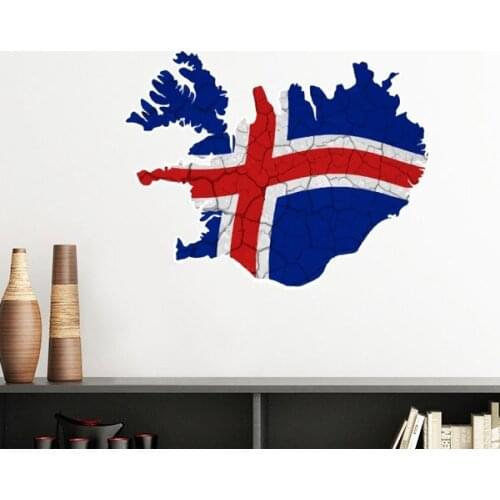 Map Iceland Abstract Flag Pattern Removable Wall Sticker Art Decals Mural DIY Wallpaper for Room Decal