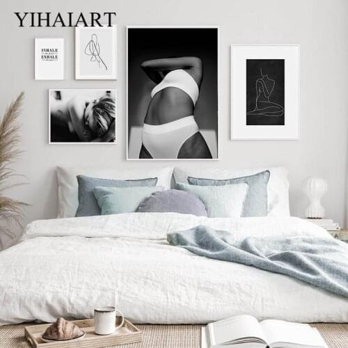 Sexy Women Art Print Canvas Wall Painting Black White Abstract Poster Nordic Line Drawing Picture Modern Living Room Home Decor
