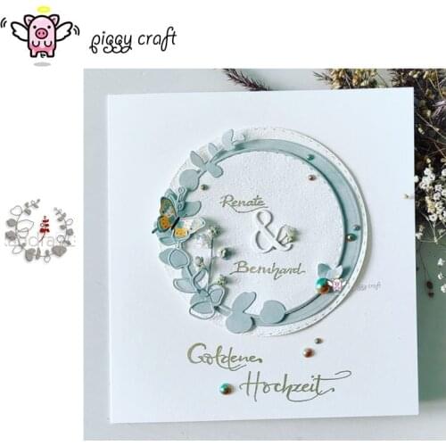 Piggy Craft metal cutting dies cut die mold Leaf fruit circle wreath Scrapbook paper craft knife mould blade punch stencils