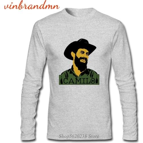 Male Tee Shirts Camilo-Che Guevara Cuban Revolution Printed Men Long Sleeve T-shirt Manga Design Tee Tops Vintage Streetwear