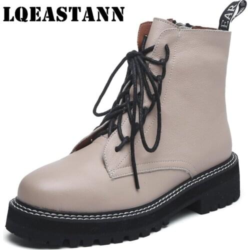 New Leather Womens Boots All-Match British Fan Motorcycle Boots 2020 Autumn And Winter Retro Zipper Short Ankle Martin Boots