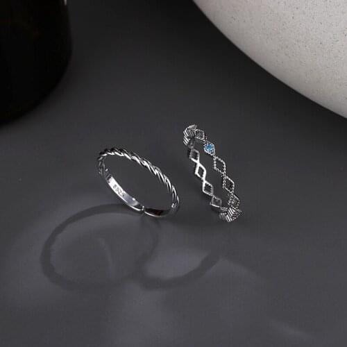 New Minimalism Silver Color Rings Fashion Square Geometric Lines Jewelry for Female Wedding Open Ring Jewelry