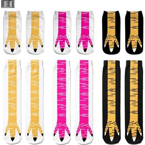 Creative 3D Printing Chicken Feet Funny Socks Women Summer Cotton Breathable Cute Happy Socks Ainimals Mens Casual Calf Socks