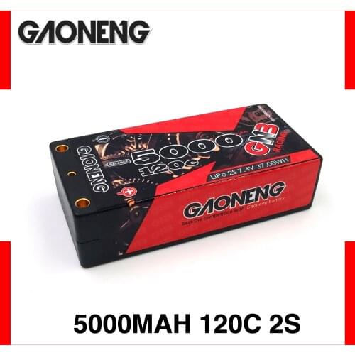 Gaoneng GNB 7.4V 5000mAh 2S2P 120C 37.5WH Rechargeable Lipo Battery for 1/10 RC Car Accessories Spare Parts DIY
