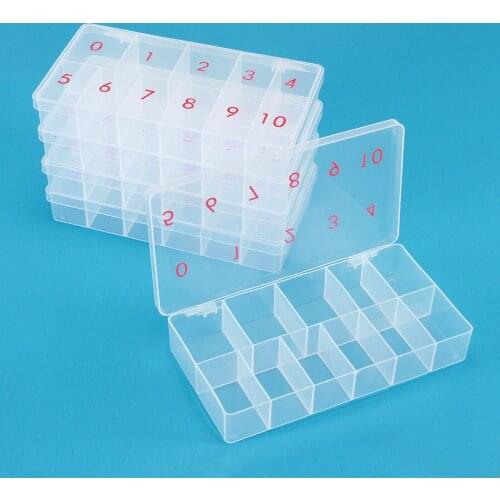 11 Cells Compartment Plastic Storage Box FOR False Tips Jewelry Earring Bead Screw Holder Case Display Organizer Container