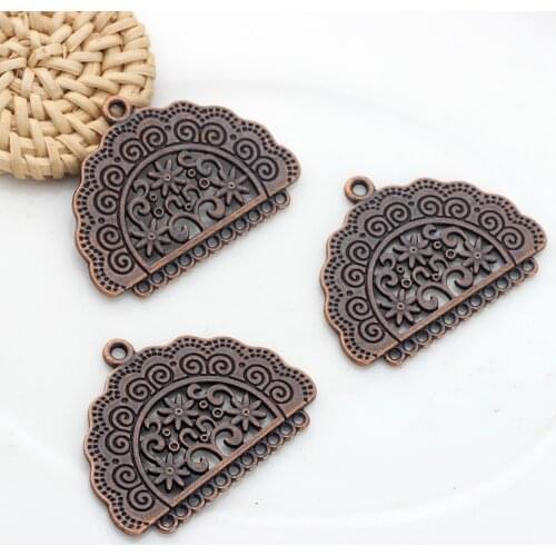 Retro Bronze Zinc Alloy Fan Shape Connector Linker Charms 6pcs For DIY Tassel Earrings Accessories Free Shipping