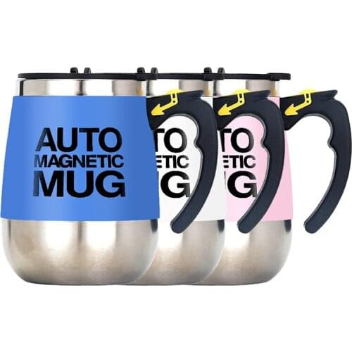 1 PC Stainless Steel Fully Automatic Stirring Cup Magnetic Cup Household Rotating Magnetized Cup Automatic Coffee Stirring Gift