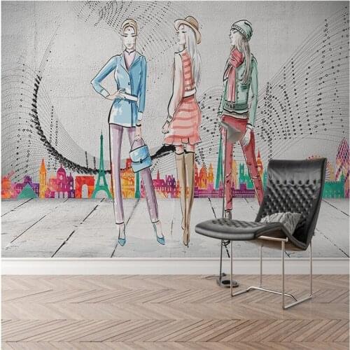 Wellyu Custom wallpaper fresco photo European and American brick wall fashion hand painted beauty clothing store background
