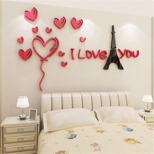 Romantic Paris Tower Acrylic 3D Three-dimensional wall sticker Living Room Sofa Background Kids Room Decor Wall Stickers Decals