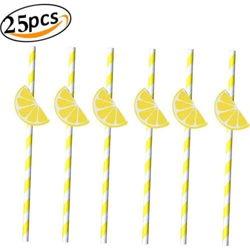Fruit Lemon Paper Straws for Birthday Wedding Decorative Party decoration Supplies Creative Drinking Straws 25pcs