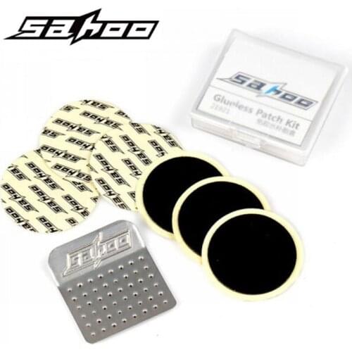 SAHOO Bike Tools Quick Drying Without Glue MTB Mountain Bicycle Tire Repair Tool Set Rubber Tyre Patch Cycling Accessories