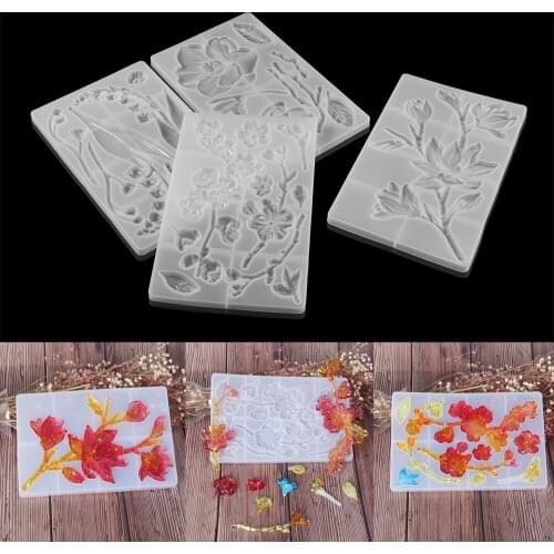 4 Style DIY Flower Resin Silicone Molds Peony Orchid Crystal Epoxy Mould for DIY Craft Necklace Bracelet Pendant Home Decoration