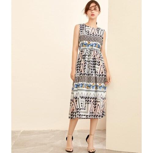 Light Grey Geometric Floral Silk Dresses Women Fashion 2021 Summer Long Casual Sexy Office Work Daily Dress Plus Size Slim Fit