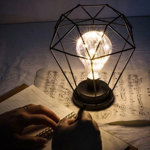 Tall Cage Table Lamp Battery Powered Cordless Wireless Desk Lamp for Office Home