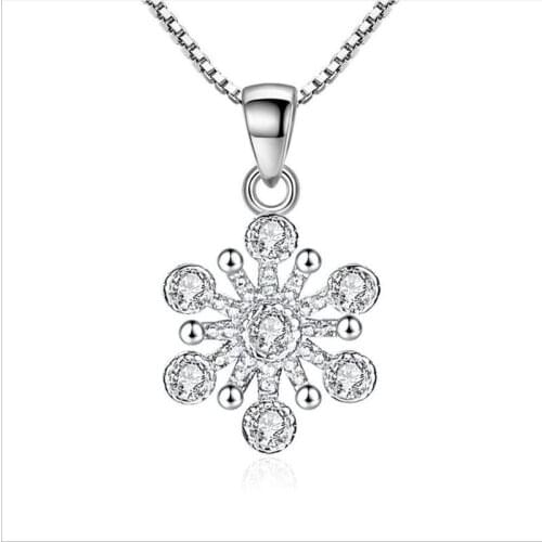 Everoyal Latest Crystal Snowflake Pendant Necklace For Women Jeweley Charm Girls Silver 925 Necklace Female Birthday Accessories