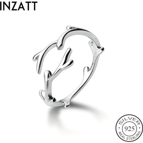 INZATT Real 925 Sterling Silver Irregular Branches Adjustable Ring For Women Party Fine Jewelry Minimalist Cute Accessories