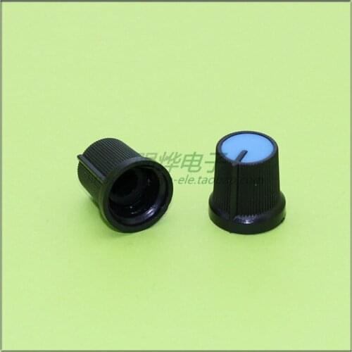 10 pieces 15*15.5MM black and blue plastic knob potentiometer knob non-slip stripe knob flower shaft inner hole 6MM
