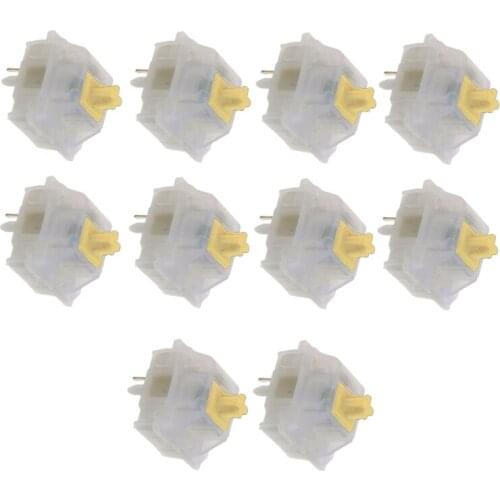 10Pcs Gateron Switche 5Pin Milky Yellow Switch Mechanical Keyboard Gateron MX Transparent Case fit GK61 GK64 GH60