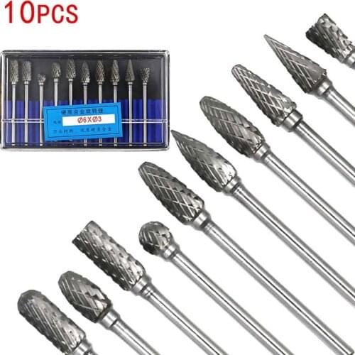 1/8 Tungsten Carbide 3x6mm Drill Bits Rotary Burrs Metal Diamond Grinding Woodworking Meatl Milling Cutters Drill Bits DIY Handl
