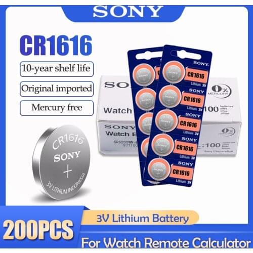 200pcs/lot Sony CR1616 CR 1616 DL1616 ECR1616 LM1616 3V Lithium Battery Button Coin Cell For Watch Remote Control Toy Clock