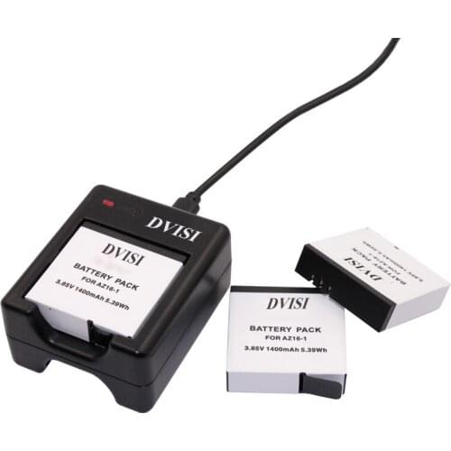 3pcs for Xiaomi YI 2 II YI 2 II 1400mA Rechargeable Battery(2-Pack)+Dual USB Charger for Xiaomi YI 4K Action Camera II 2