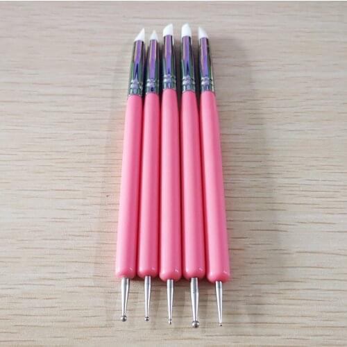 5pcs/Set Soft Pottery Clay Tool Silicone + Stainless steel Two Head Sculpting Polymer Modelling Shaper Art Tools