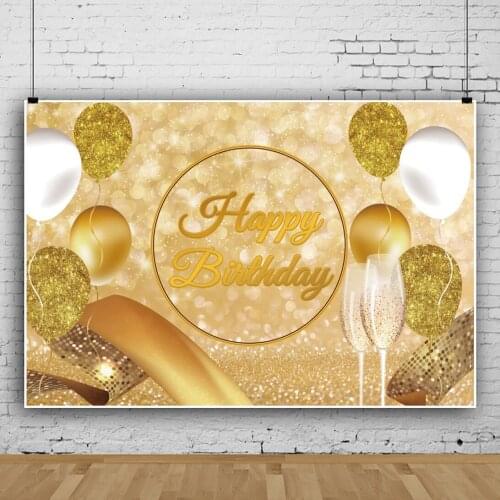 Sparkling Golden Balloon Champagne Background Portrait Photography Birthday Party Decors Backdrops Photocall Studio Accessories