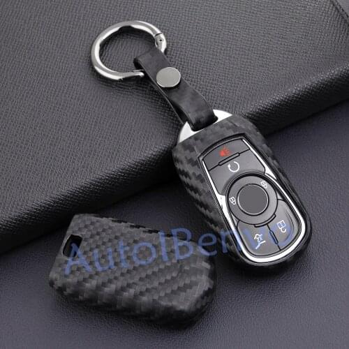 Carbon Fiber Look Car Key Case Keychain Cover Holder For Buick Enclave Encore Envision Lacrosse Regal Sportback Regal TourX