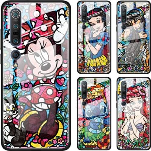 Disney Mosaic Stitch Princess Tempered Glass Cover For Xiaomi Mi 11 Ultra 11i 10T Note 10 CC9 CC9E 9T Lite Pro Phone Case Coque