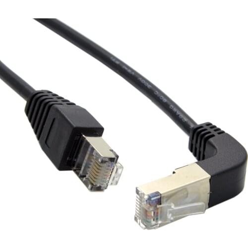 CY Chenyang Chenyang Up Angled 8P8C STP Cat 5e Lan Ethernet Network Patch Cord 90 Degree to Straight Cable 50cm
