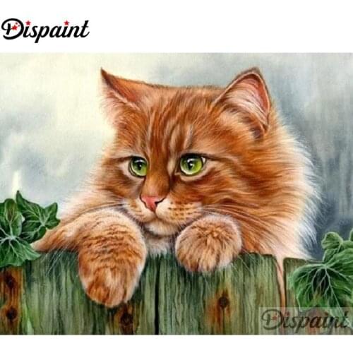 Dispaint Diamond painting "Animal cat" Full Square/Round Drill Wall Decor Inlaid Resin Embroidery Craft Cross stitch A27570