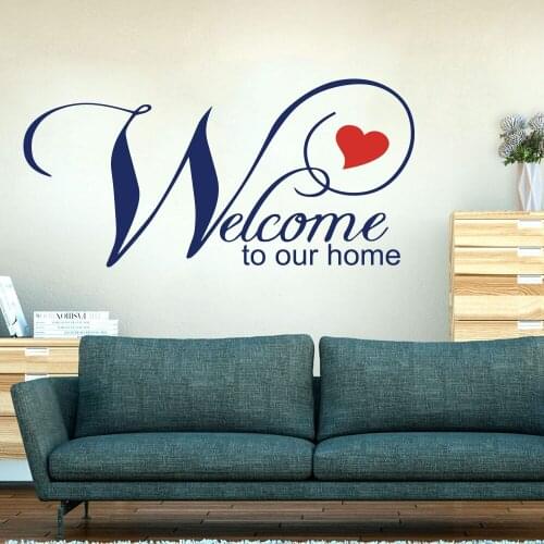 Welcome To Our Home Heart Wall Decal Living Room Kitchen Welcome Hello Quote Family Wall Sticker Bedroom Vinyl Home Decor Art