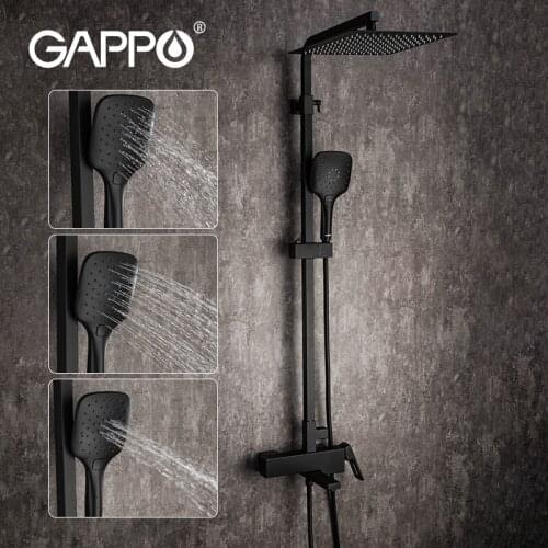 GAPPO Shower Faucet black bathroom shower set wall taps Brass showering waterfall faucet mixer hand shower rain shower system