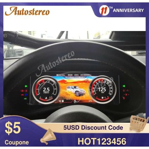 Android 9.0 12.3" Meter Screen For Jeep Wrangler 2010-2017 Car Dashboard Instrument Display Multimedia Player Car GPS Navigation