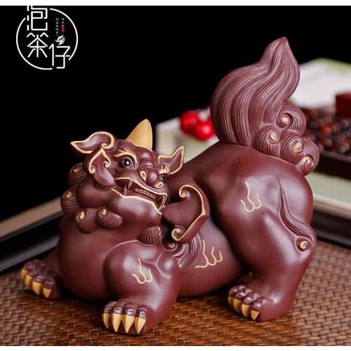 Purple sand tea pet can raise colour wishful auspicious lion furnishing articles all hand play tea tea accessories