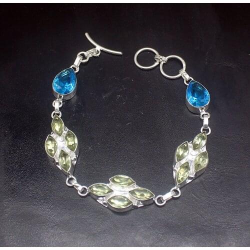 Gemstonefactory Jewelry Big Promotion Single Unique 925 Silver Amazing Multi Topaz Lady Women Charm Bracelet 21cm 20213219