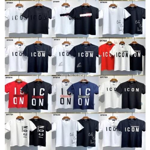 DSQUARED2 Cotton T-shirt Men Women Garment streetwear Short Sleeve letter printed retro t shirt Crew Neck Hip-Hop Street shorts